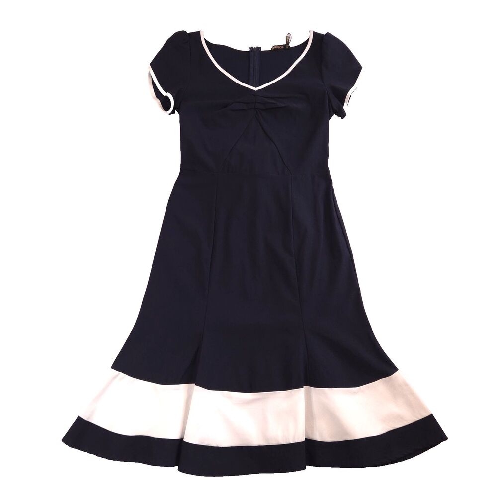 Miusol Vneck Shortsleeve Midi Dress M Nautical Coastal Preppy Blue Pink Up